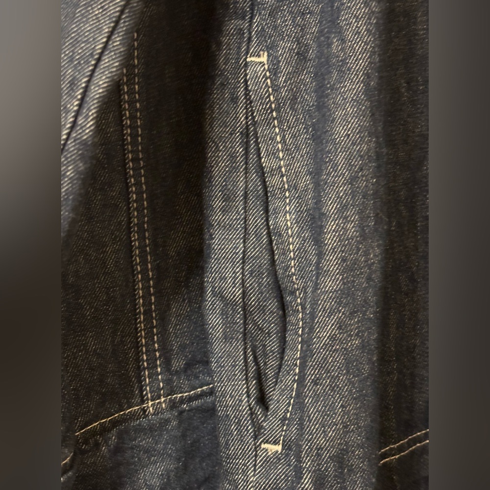 Anthropologie Pilcro Medium Denim mini dress long sleeve zipper jean pockets Lg - Picture 8 of 14